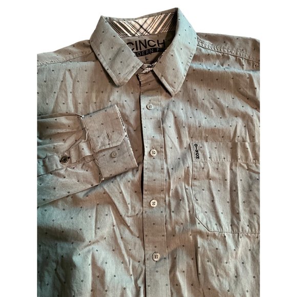 Cinch Large Gray with Black Dot Long Sleeve Men's - Picture 1 of 3